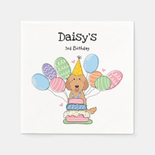 Serviette En Papier Red Labradoodle chien Anniversaire Papier de fête 