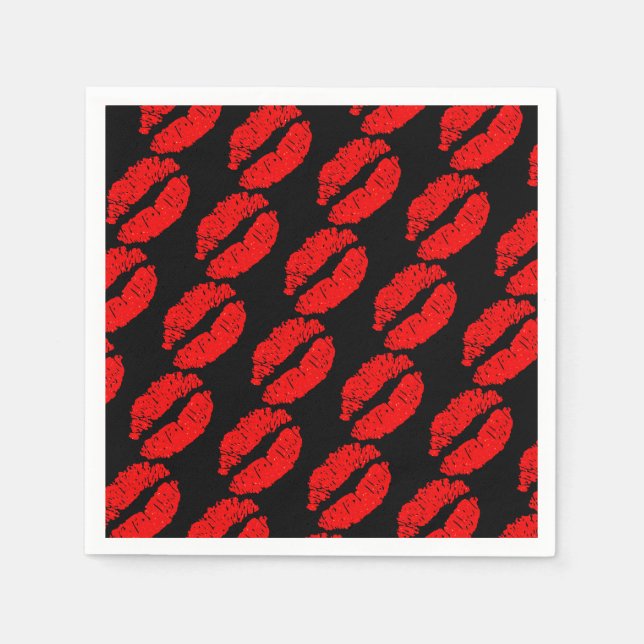 Serviette En Papier Red Lips Kiss Beauty Maquillage Anniversaire (Devant)