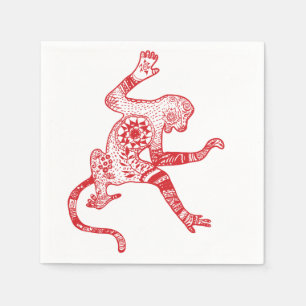 Serviette En Papier Red Mandala Fire Monkey Cocktail Papier à cocktail