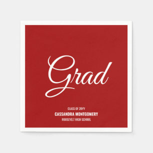 Serviette En Papier Red Minimalist Modernisme Graduation Party