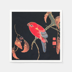 Serviette En Papier Red Parrot Vintage Bird Japanese Woodblock