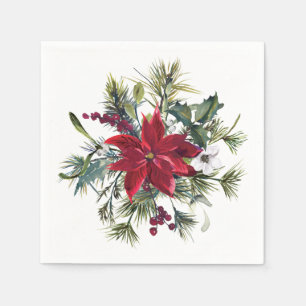 Serviette En Papier Red Poinsettia Floral Christmas PARTY Papier