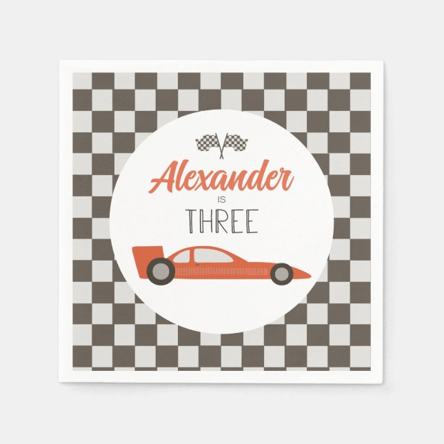 Serviette En Papier Red Race Car 3ème anniversaire (Devant)