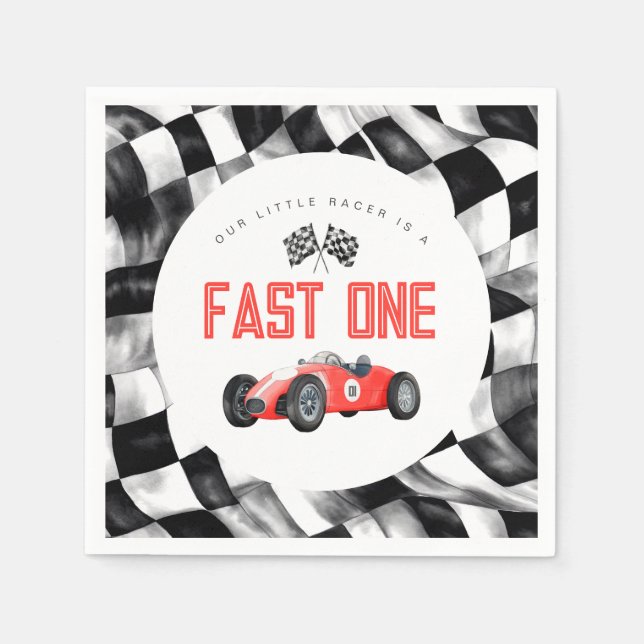 Serviette En Papier Red Race Car Fast Un 1er anniversaire fête (Devant)