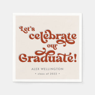 Serviette En Papier Red Retro Inspiré Typographie Parti de graduation