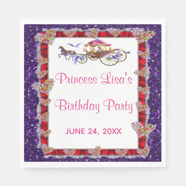 Serviette En Papier Red Ribbon Purple Parties scintillant Royal Prince (Devant)
