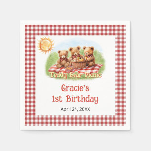 Serviette En Papier Red Teddy Bear Pique-nique 1er Anniversaire
