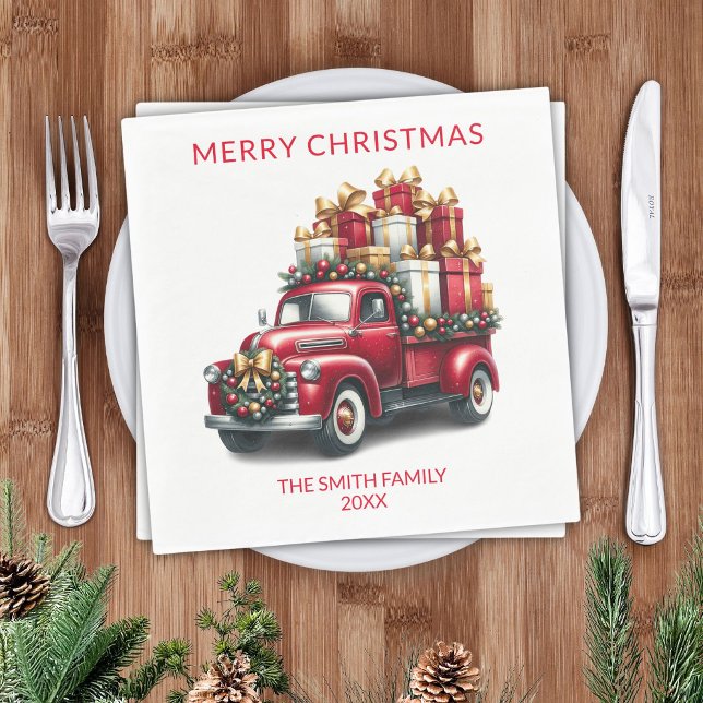 Serviette En Papier Red Truck présente la fête (Créateur téléchargé)