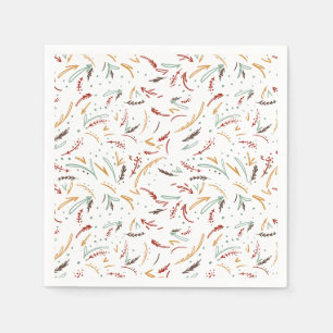 Serviette En Papier Red Turquoise & Brown Feuilles et Berry Holiday