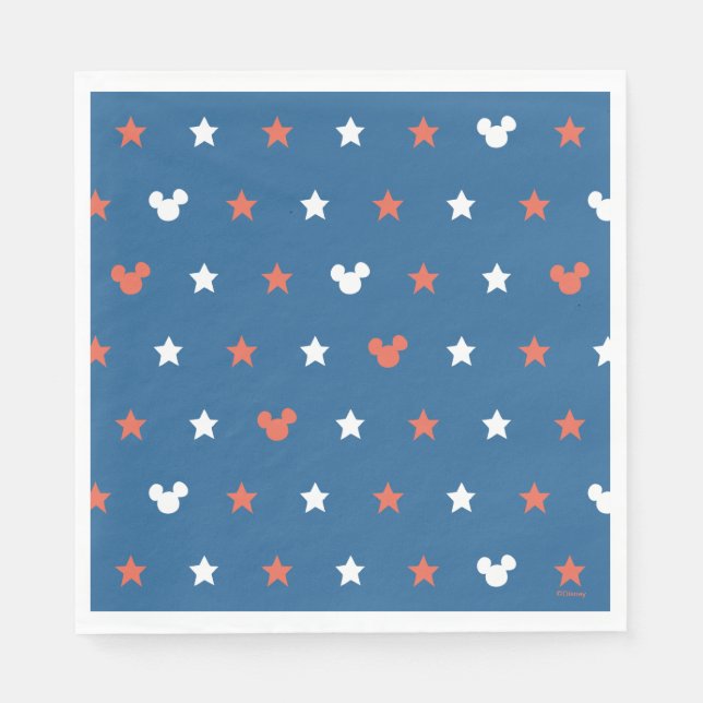 Serviette En Papier Red, White, and Blue Mickey Star Pattern (Devant)