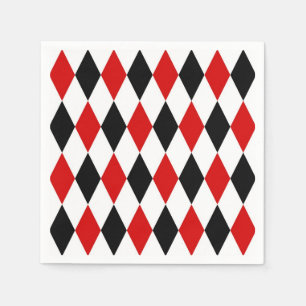 Serviette En Papier Red White Black Harlequin Diamond Pattern