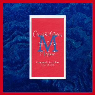 Serviette En Papier Red White Blue Graduation Party Nom Monogramme