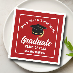 Serviette En Papier Red White Graduate Custom 2025 Graduation Party