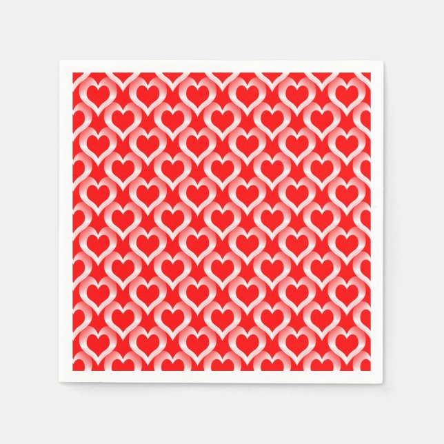 Serviette En Papier Red White Hearts Pattern (Devant)