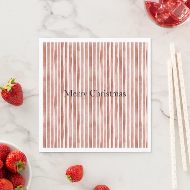 Serviette En Papier Red White Stripes Christmas (En situation)