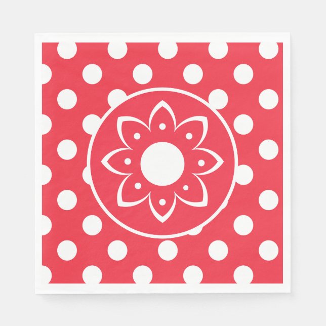 Serviette En Papier Red With White Polk Dots  (Devant)