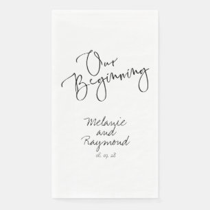 Serviette En Papier Rédigé À La Main Notre Dîner Débutant Napkins