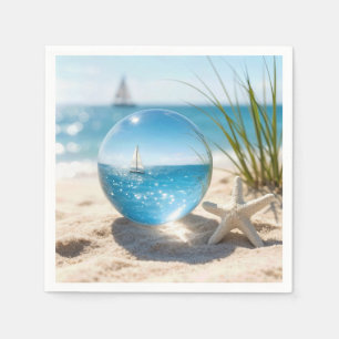 Serviette En Papier Reflet de l'océan dans une boule de lentille