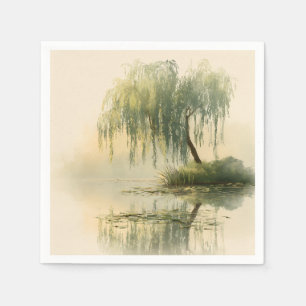 Serviette En Papier Reflet de saule serein Art de la nature (1)
