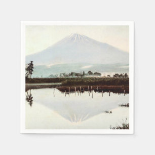 Serviette En Papier Réflexions du Mont Fuji dans le Vieux-Japon Lac Vi
