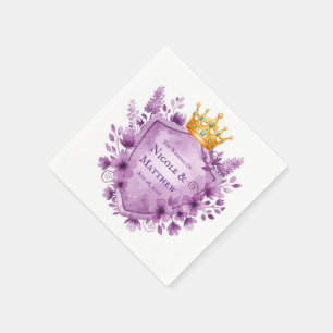 Serviette En Papier Regal violet Mariage de crête florale