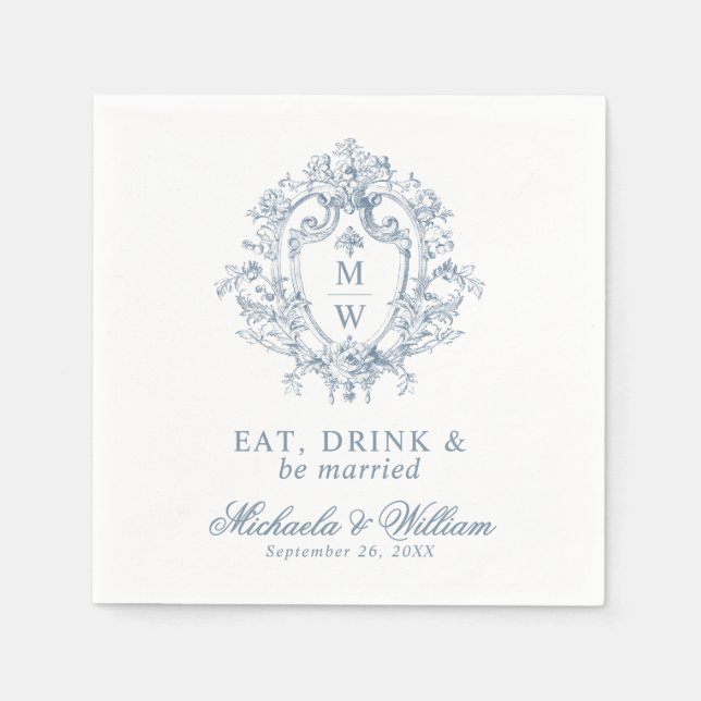 Serviette En Papier Régénération vintage Monogramme Crest Mariage Text (Devant)