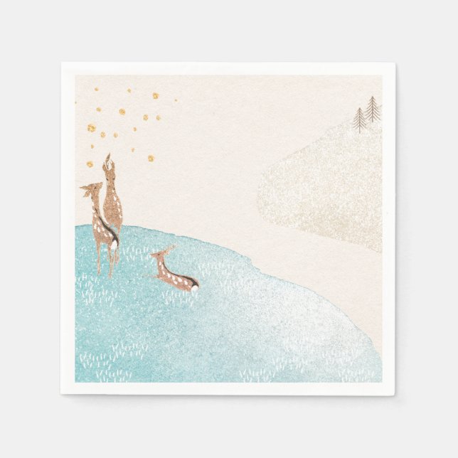 Serviette En Papier Reindee de vacances d'hiver (Devant)