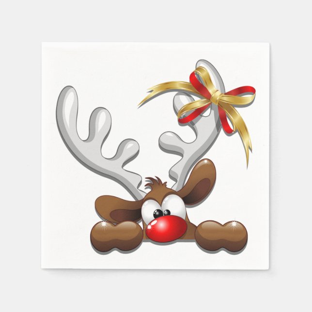 Serviette En Papier Reindeer Puzzled drôle Caractère de Noël (Devant)