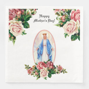 Serviette En Papier Reine Dame de grâce Vierge Marie Fleurs mères