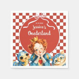 Serviette En Papier Reine de Coeur Alice au pays d'ONEDERLAND 1er Anni