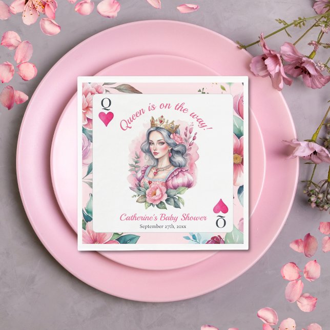 Serviette En Papier Reine de cœur carte à jouer Baby Shower rose (Créateur téléchargé)