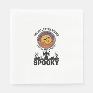 Serviette En Papier Reine d'Halloween Petite Mademoiselle Sorcière Rét