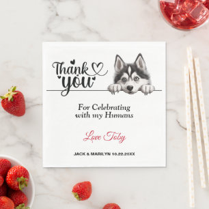 Serviette En Papier Remerciement de mariage de chien Husky sibérien
