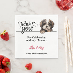 Serviette En Papier Remerciement de mariage Shih Tzu