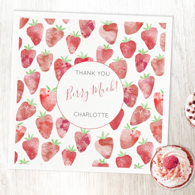 Serviette En Papier Remerciement personnalisé fraise (Créateur téléchargé)