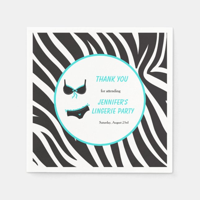 Serviette En Papier Remerciement pour la soirée lingerie turquoise (Devant)