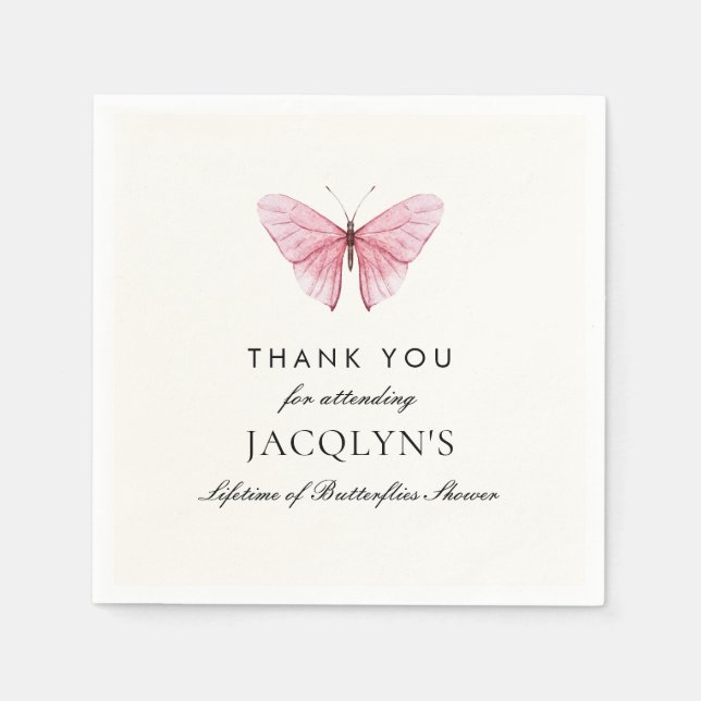 Serviette En Papier Remerciements de douche pour la vie de papillons d (Devant)