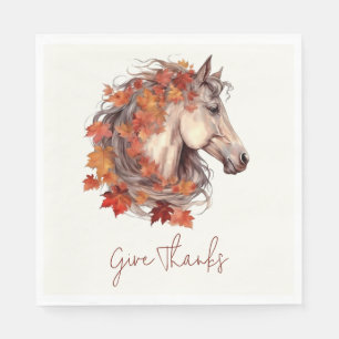 Serviette En Papier Remercier Elégant Cheval Equestre Thanksgiving
