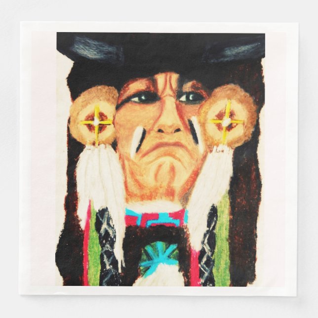 SERVIETTE EN PAPIER REMERCIER NATIVE AMERICAN (Devant)