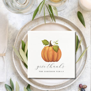 Serviette En Papier Remerciez le Citrouille Thanksgiving