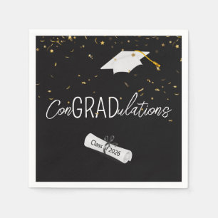 Serviette En Papier Remise des diplômes 2026 Confettis et Casquette Or