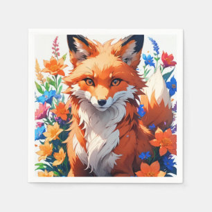 Serviette En Papier Renard à fleurs