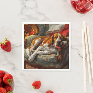 Serviette En Papier Renard américain Chien Foxhound Noël Fête