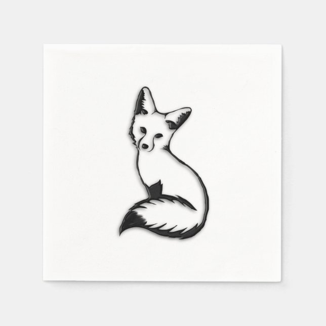 Serviette En Papier Renard argenté (Devant)