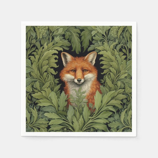 Serviette En Papier Renard Art nouveau dans la forêt (Devant)