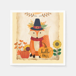 Serviette En Papier Renard d'automne Bonjour Sunflowers d'automne Citr