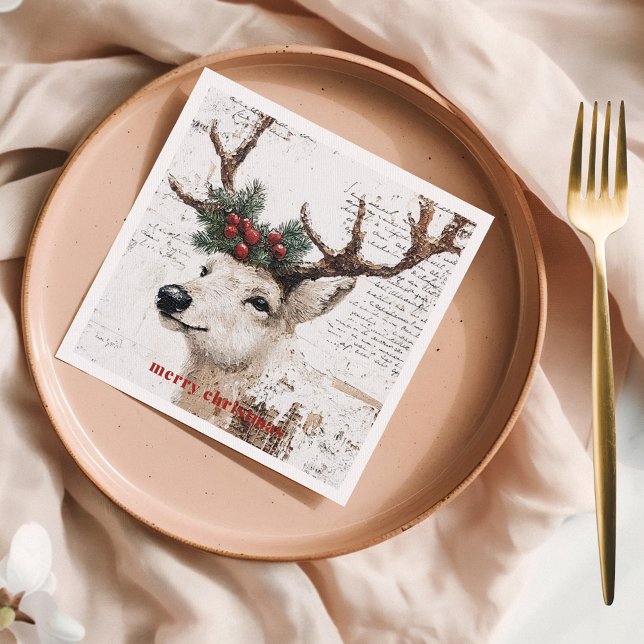 Serviette En Papier Renard de Noël rustique (Créateur téléchargé)