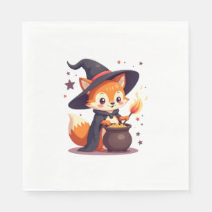 Serviette En Papier Renard de sorcière mignonne - Animal d'Halloween m