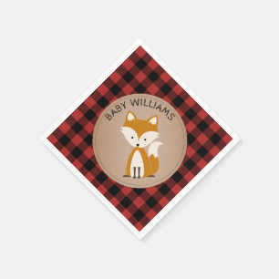 Serviette En Papier Renard Lumberjack Plaid Baby shower serviettes