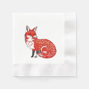 Serviette En Papier Renard nordique avec Motifs feuille